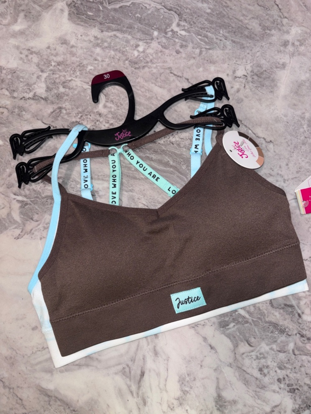 Justice Brown Bralette with Light Blue Trim size 30